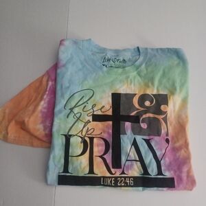 Love & Faith Tie Die Tee Rise Up And Pray Sz XL